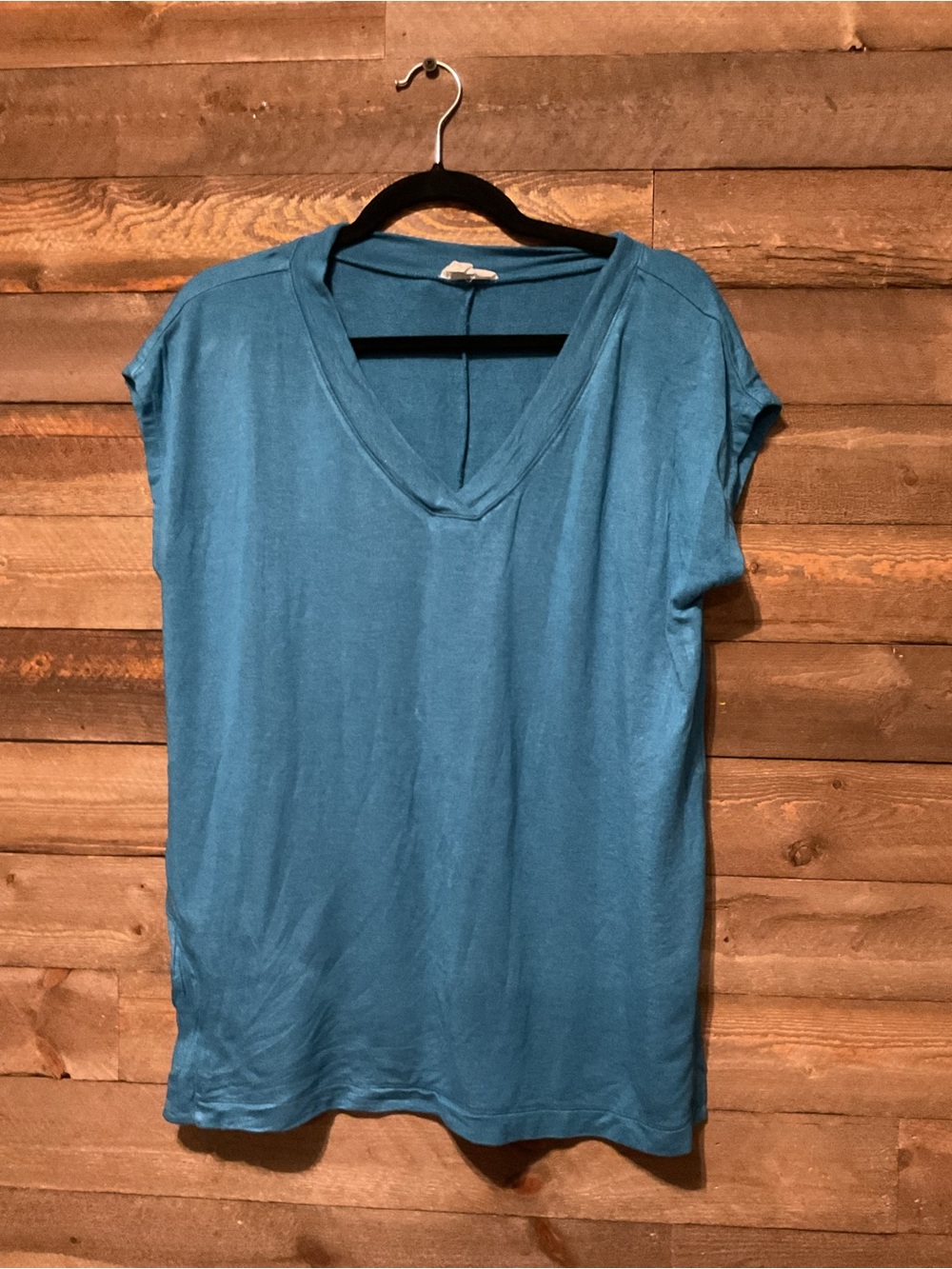 LOFT Outlet Lounge Dark Teal Short Sleeve V-Neck Top Size Small